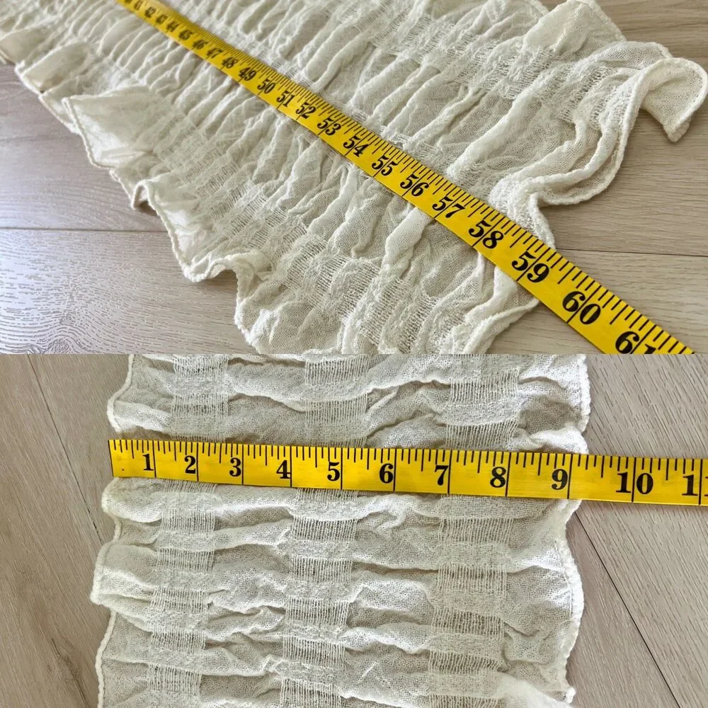 Claudia Nichole Cream Ruched Ruffle Wool Cashmere Lycra Langenlook Neck Scarf
